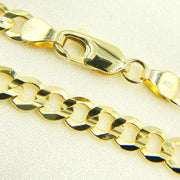 14K Solid Yellow Gold Miami Flat Curb Chain